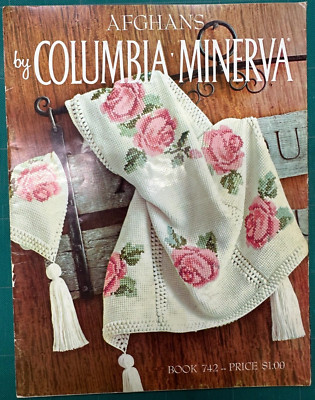 1970s AFGHANS by Columbia Minerva x 16 Patterns Knitting & Crochet Bk742 PB
