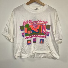 Vintage 1989 Ocean Pacific Cropped T-Shirt, Deadstock NWT, One Size Fits All