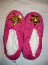 No Boundaries Women's Sequin Star Pull On Slippers Pink Small/med 5-7