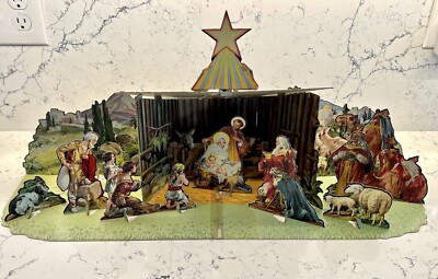Vintage Christmas Manger Set No. 743 In Original Box  Tells The Christmas Story 