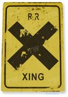 Railroad Train Sign Crossing Xing Rustic Rail Crossing Caution Tin Sign C578