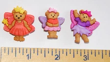 Fairy Bears w Glitter Wings / Shank Back Buttons / Dress It Up Jesse James