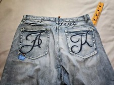 Vintage Akademiks Denim Jeans Men 38 Blue Medium Wash Baggy Wide Leg Y2K