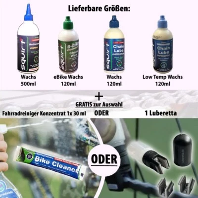 Squirt Lube eBike | LowTemp | Kettenwachs + GRATIS LUBERETTA oder Bike Cleaner