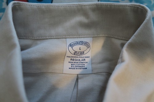VTG Brooks Brothers Regent Regular Non-Iron Stretch Shirt Oatmeal Men Large OBCD - Picture 5 of 8