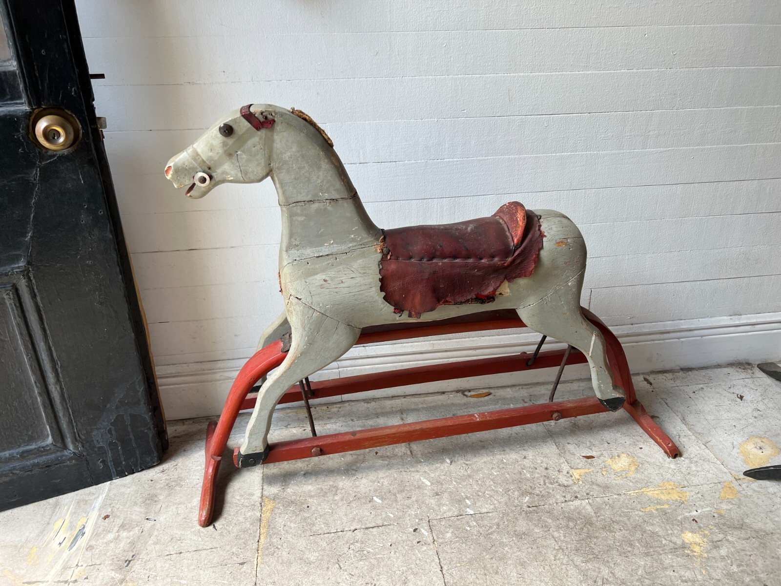 Antique Glider Rocking Horse Carved Wood (Early 1900s) Vintage
