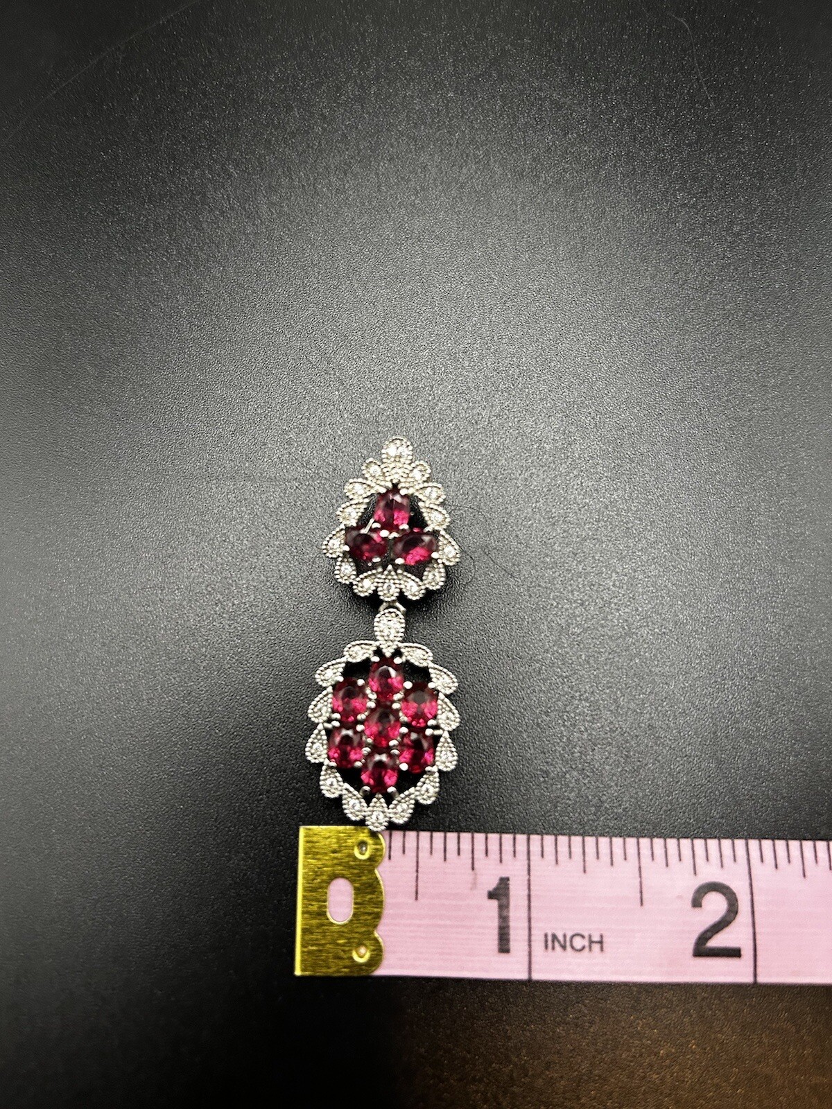 Sterling Silver .925 Synthetic Ruby Rhinestone Pe… - image 12
