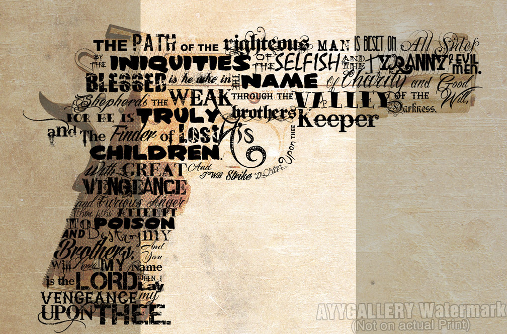 Pulp Fiction (Ezekiel 2517 Tattoo Gun Quote) Movie Poster (24"x36", 13