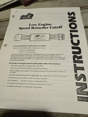 COPY Jacobs Low Engine Speed Retarder Cutoff Jake Brake