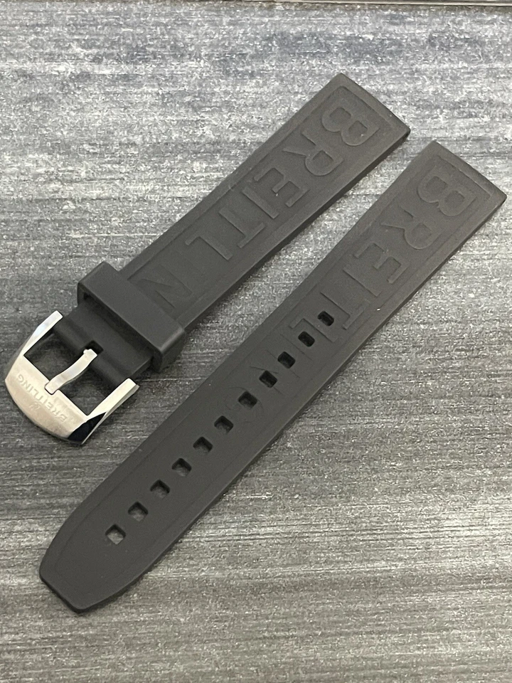 Черный резиновый ремешок BREITLING 20 мм Diver Pro от оригинального производителя с пряжкой хвостовика - Изображение 3 из 4