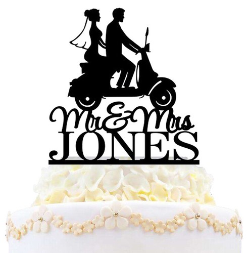 Personalized Motorcycle Wedding Cake Topper Mr And Mrs Funny Couple Decoration - Picture 18 of 18