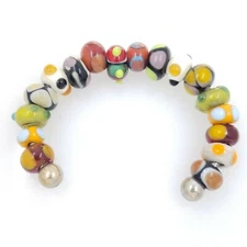 Czech Hand Made Lampwork Glow In UV Beads 17 Bead Lot On A Holder