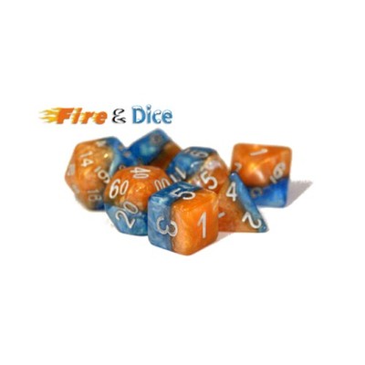 Gate Keeper Halfsies Dice Poly Set - Fire & Dice (7) New