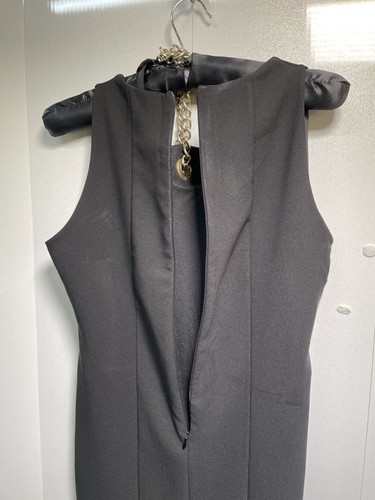 Forever Unique Black Fitted Dress UK 12 Chain Halter Neck Detail - Picture 9 of 11