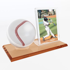 Baseball Case Display for Ball - Acrylic Clear Base Ball Holder Ring Stand Set, 