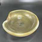 Tiffany & Co Elsa Peretti Glass Heart Bowl Dish Heavy Gold Flecks Signed Vintage
