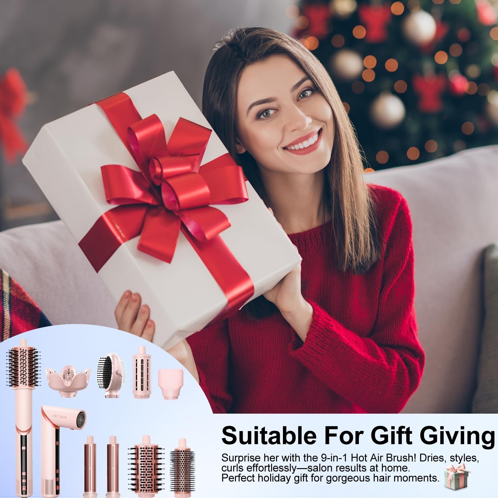 9 in 1 Hair Styler Set & Hair Dryer Brush, 110,000 RPM High-Speed Negative Io...