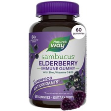 Nature's Way Sambucus Elderberry Gummies, Immune 60 Count Pack of 1 , Purple