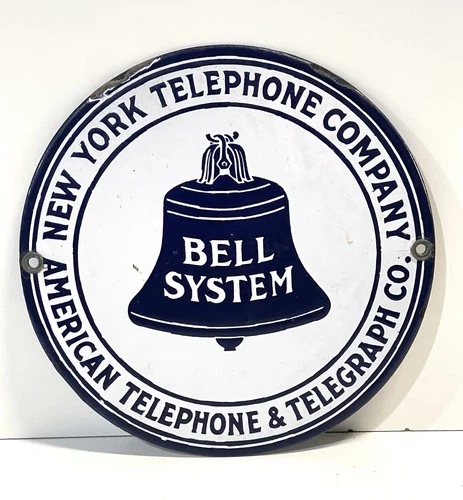 Vintage New York Telephone Bell System Porcelain Sign