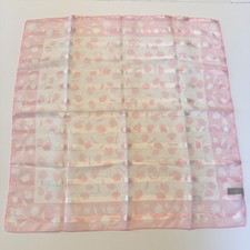 Vintage Pink Floral Satin Stripe Square Scarf Made in Italy Cottagecore Elegant