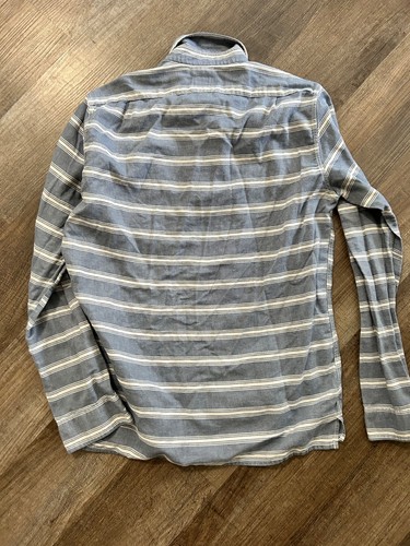 J Crew blue stripe popover half button placket front workshirt shirt Medium - Picture 6 of 8