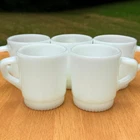 New ListingVTG - Anchor Hocking - Milk Glass Stackable Coffee Mug #5185 - Set Of 5