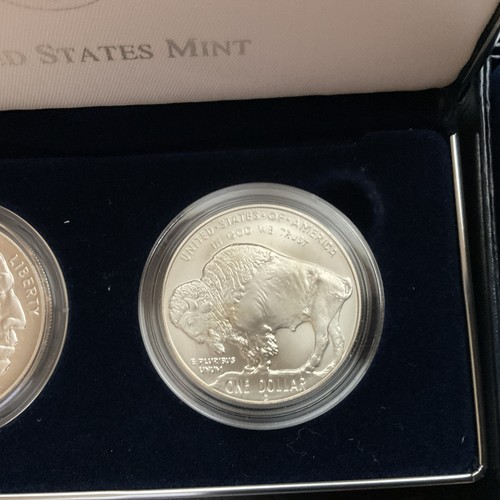 2001 American Buffalo Proof & Unc Silver Dollar US Mint 2 Coins Commemorative - Picture 4 of 10