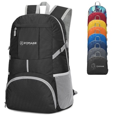 ZOMAKE leichter faltbarer Rucksack, Packbarer Rucksack 35L 35 L, schwarz 