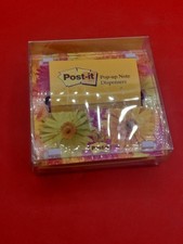 Post-it Note Dispenser 3D Floral Flowers Daisy Refillable Popup Lucite Weight.T1
