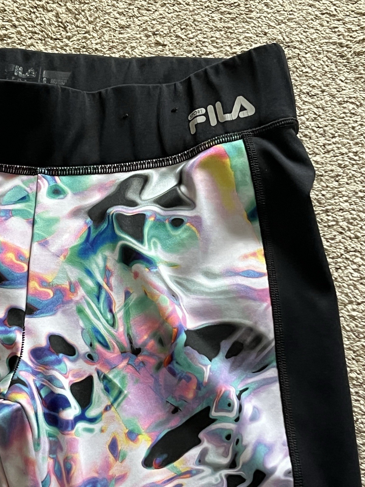 Fila Sport Compressione Capri Leggings Donna Taglia S Nero Viola Rosa