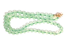 Light Green Jade Bead Necklace 7 Mm 19 Inch Knotted