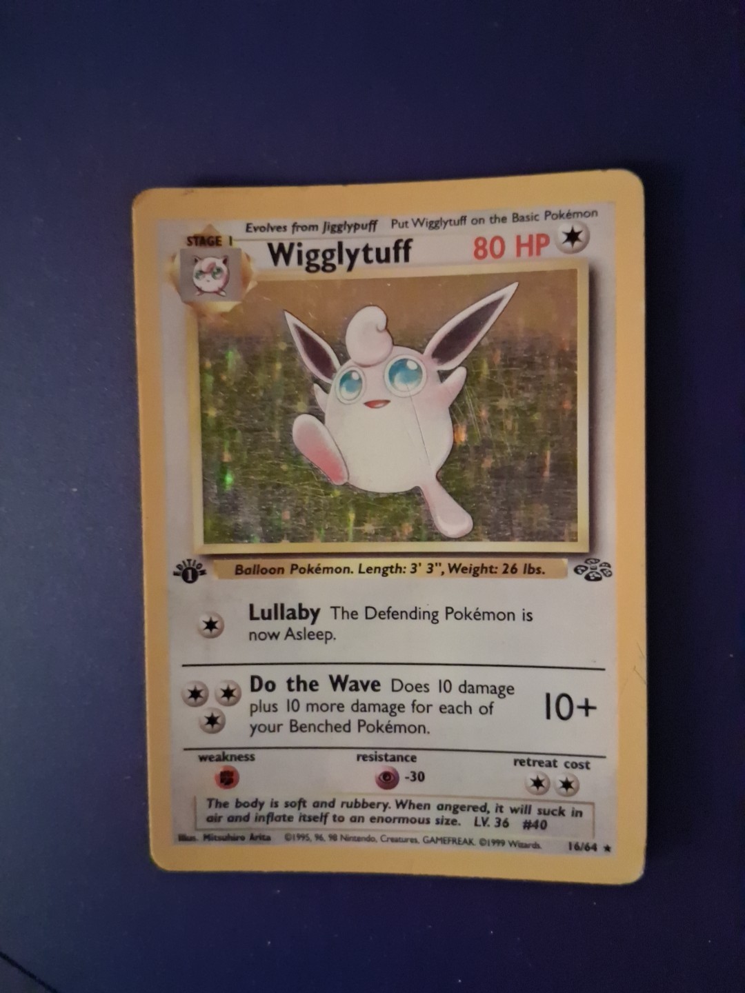 Wigglytuff 16/64 Holo Rare Pokémon 1999 Jungle - NM 1st EDITION