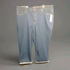 Gloria Vanderbilt Rail Straight Capri Blue Jeans Womens 14 Mid Rise NWT Sofia