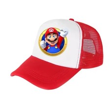 Super Mario Baseball Cap Kappe Netz Gamer Fan Merch Cosplay Mütze Rot