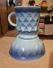 Vintage Anchor Hocking Fire King Blue Kimberly Mug & Bowl