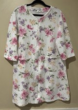 Miss Elaine Robe Women s Small Floral Performance Full Zip 3/4 Sleeve Quilted