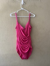 Jantzen one-piece Coral pink swimsuit size 16 tummy control drape wrap slimming