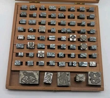 70+ Kingsley Machine Co VINTAGE DIE Set EMBLEMS for Hot Foil LOOK READ WOOD BOX 
