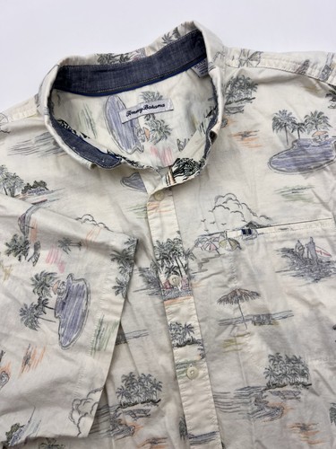 Tommy Bahama Herren Hawaii Aloha Hemd Reverse Print Gr. XL Baumwollmischung Strand