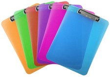 Plastic Clipboards Transparent Color Assorted Letter Size Low Profile 6 Pack