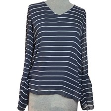 Banana Republic Blue Stripped V Neck Blouse Size XS