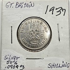 * SILVER *   1937 Great Britain 1 Shilling.   ** SILVER  **