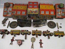 MARX TIN LITHO WINDUP 1930s MAIN STREET ELONGATED TRAFFIC TOY PARTS LOT