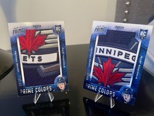 Two 2013-14 Panini Prime Jacob Trouba RC Prime Colors Patch’s  /17 Winnipeg Jets