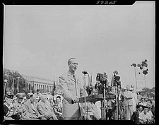 Washington DC 1945 Gen Dwight D Eisenhower Press Conference microphones