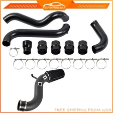 Black 3" Intercooler Pipe & 4" Cold Air Intake Kit for 13-16 GMC Chevy 6.6L LML