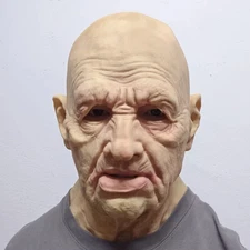Old Man Latex Mask Bald Man Full Head Mask Halloween Cosplay Party Masquerade