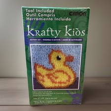 KRAFTY KIDS LATCH HOOK RUG KIT RUBBER DUCKY BY CARON TOOL INCLUDED NEW
