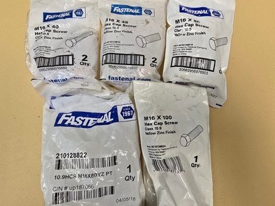 Hex Cap Screws, Class 10.9, Yellow Zinc, M16 - See description for size details