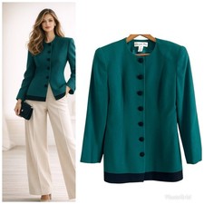 Christian Dior Vintage Wool Blazer Jacket Sz 4 Green Old Money Classic Heritage